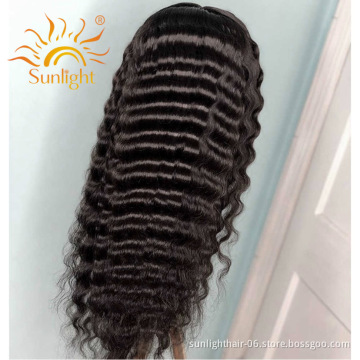 Sunlight Brazilian Human Hair Swiss HD Lace Front Wig With Baby Hair For Black Women loose Deep Wave Lace Frontal Wig